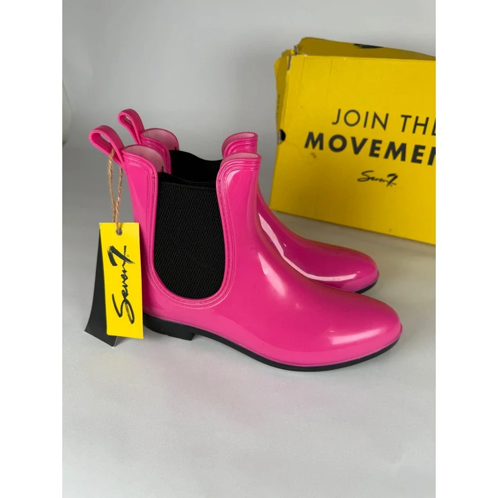 Seven7 Dover Bootie Pink Waterproof Rain Chelsea Boots Womens‎ 9 Style 3756